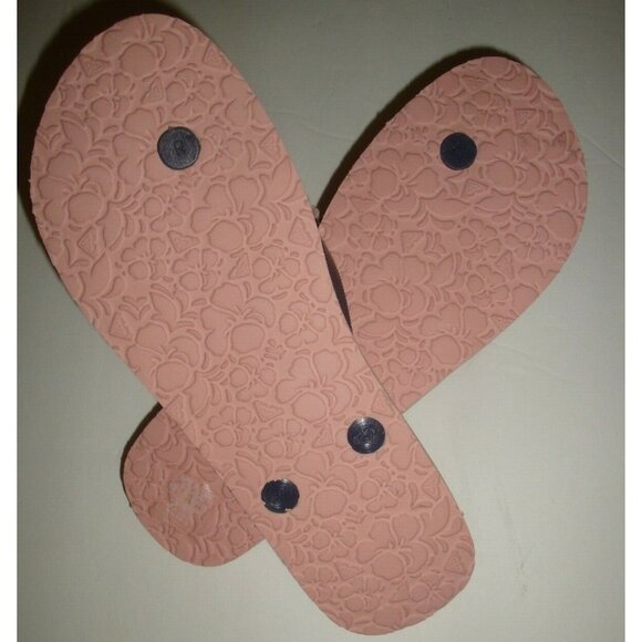 New Roxy Women's Flip Flops Thong Sandals Beach Swim Blue/White Stripe Pink 10 - Picture 3 of 3